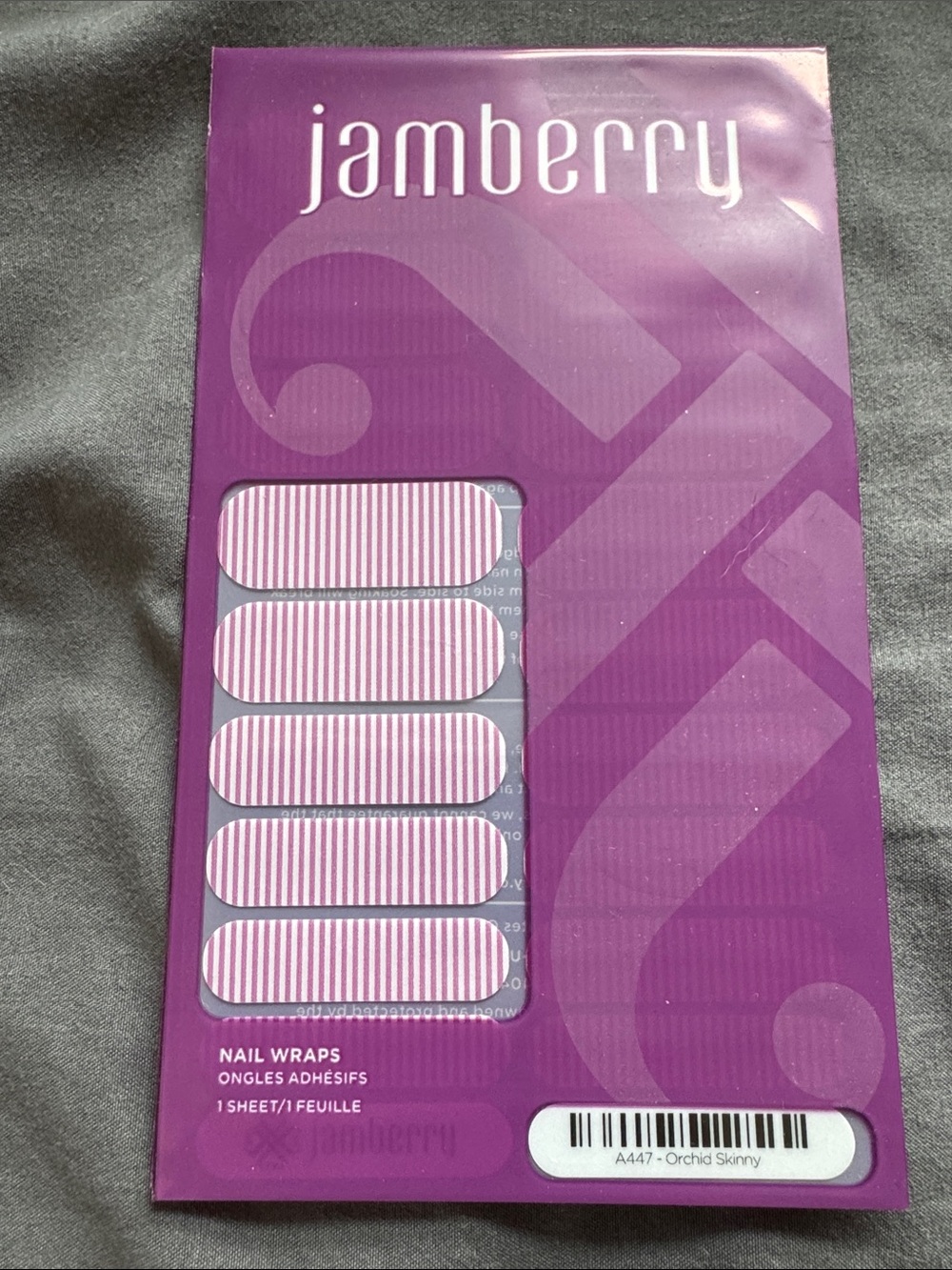 Jamberry Pink and White Skinny Striped Nail Wraps